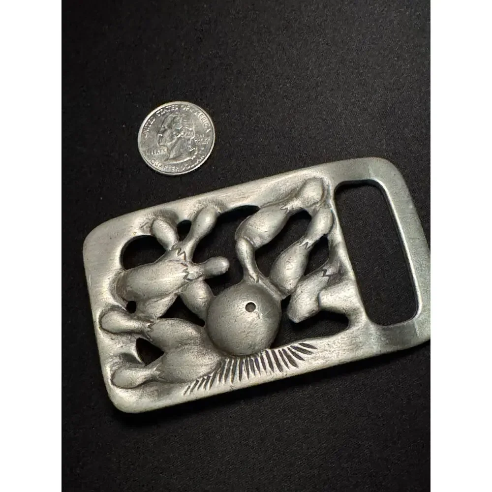 Vintage Pewter Bowling Belt Buckle
